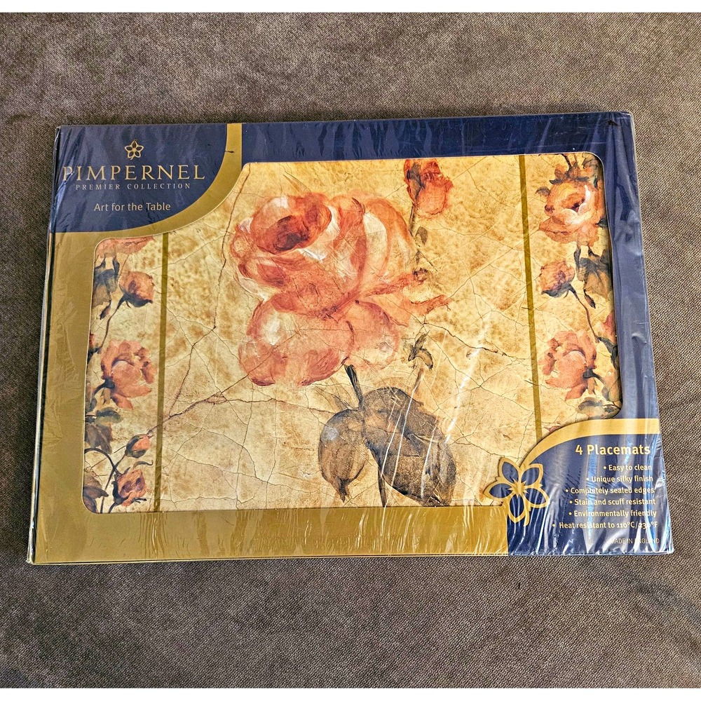 Pimpernel Antique Rose Linen 4 Rectangular Placemats Heat/Stain Resistant Cork